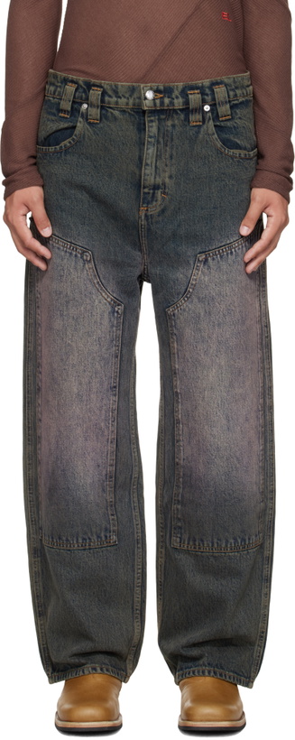 Photo: Eckhaus Latta Blue Double Knee Baggy Jeans