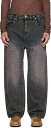 Eckhaus Latta Blue Double Knee Baggy Jeans