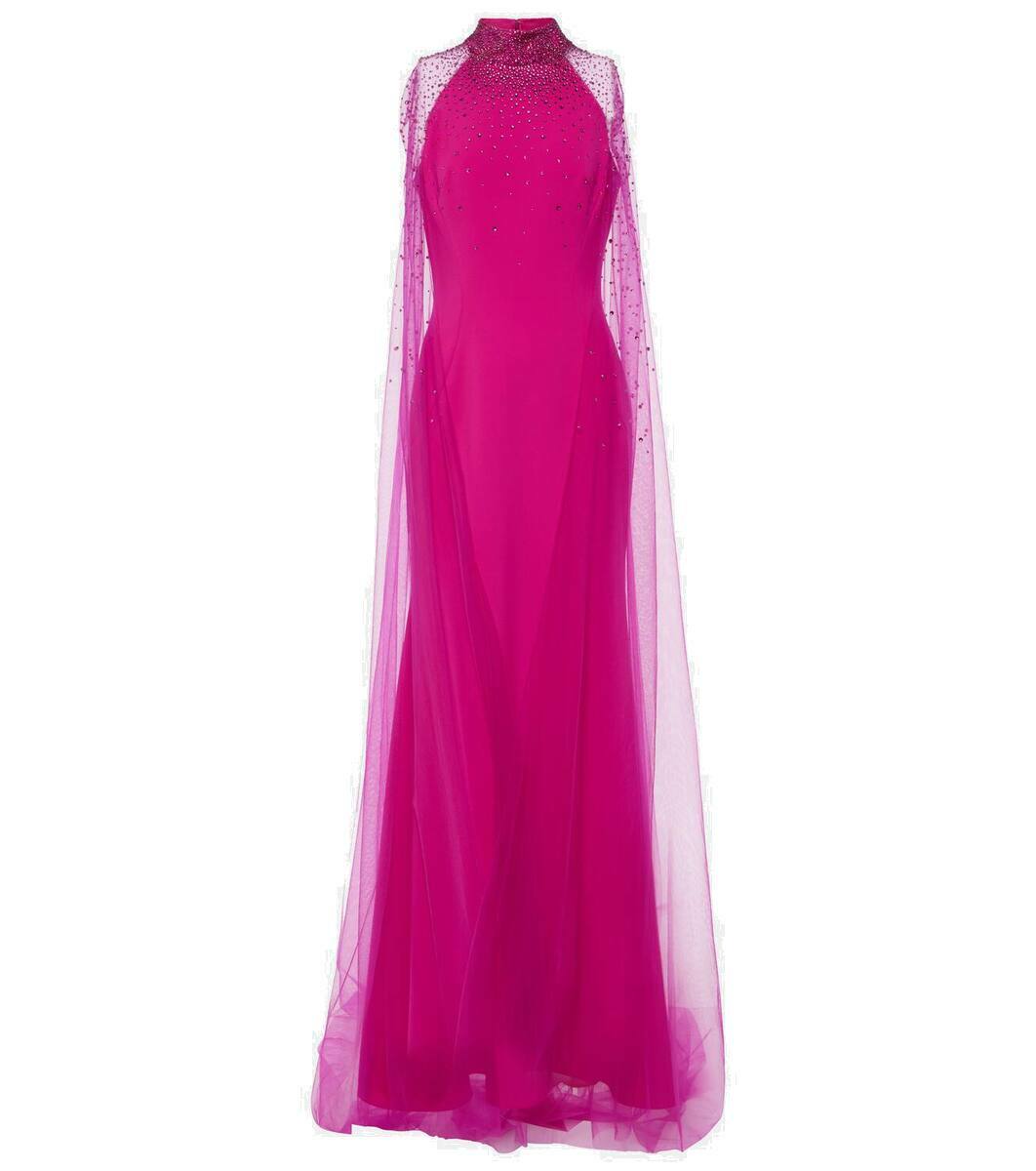 Jenny Packham Limelight crystal-embellished caped gown Jenny