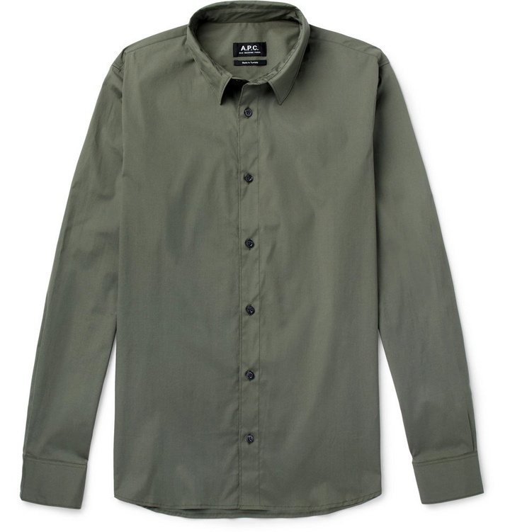 Photo: A.P.C. - Andre Stretch-Cotton Poplin Shirt - Men - Green