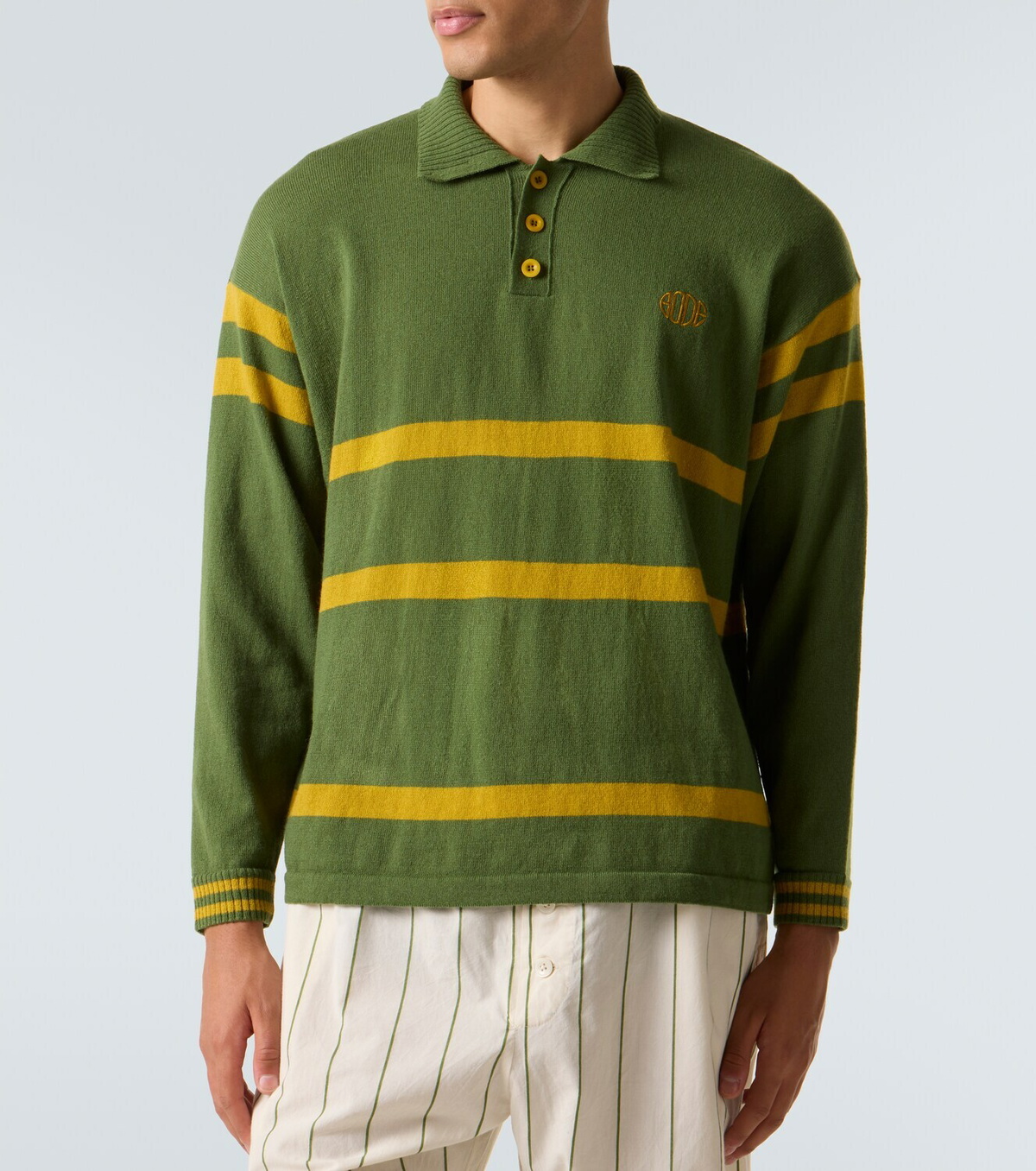Bode Striped virgin wool polo sweater