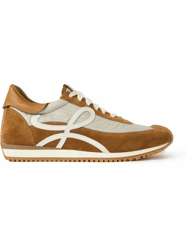 Photo: Loewe - Flow Runner Leather-Trimmed Suede and Nylon Sneakers - Brown