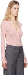 GUIZIO Pink Slinky Rib Cardigan