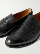 Majordome - M08 Cross-Grain Leather Penny Loafers - Black