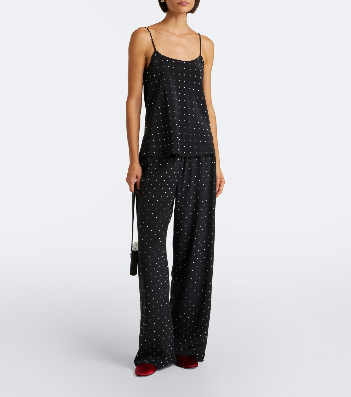 Asceno Austin polka-dot silk wide-leg pants