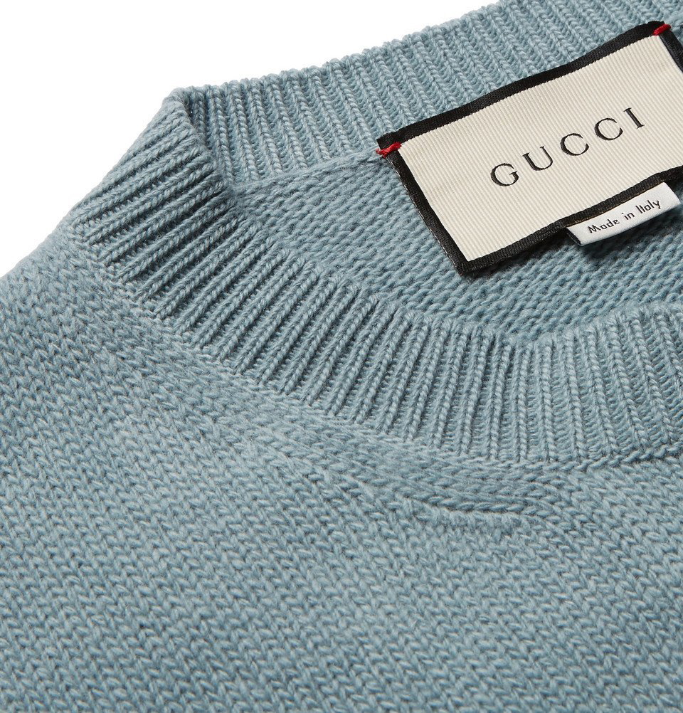 Gucci - Intarsia Wool Sweater - Men - Blue Gucci