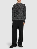 VERSACE Baroque Tweed Cotton Blend Knit Sweater