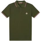 Moncler Men's Classic Logo Polo Shirt in Army Green