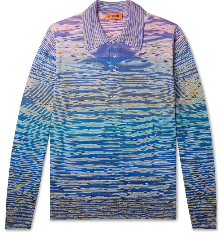 Photo: Missoni - Striped Wool-Blend Polo Shirt - Blue