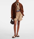 Miu Miu Logo cotton poplin shorts