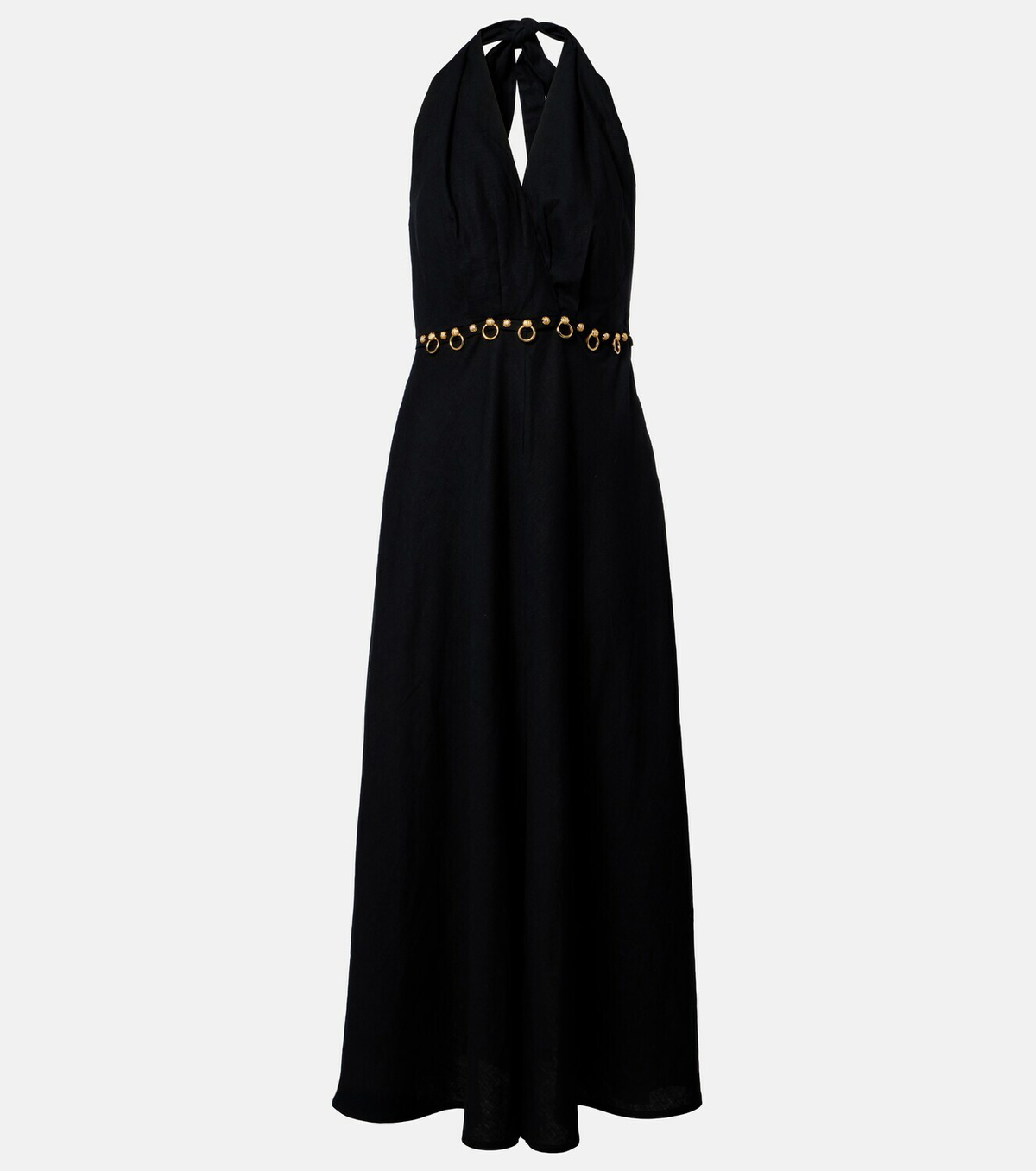 ViX Paula Hermanny Hailey halterneck linen-blend midi dress
