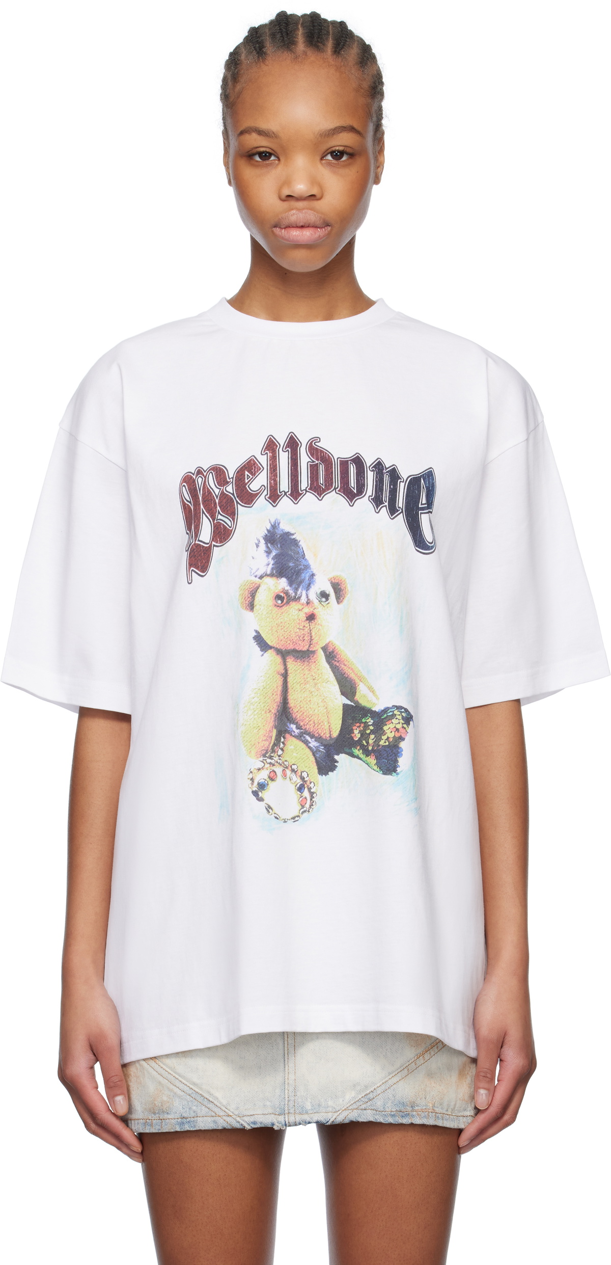 We11done White Bear Print Long Sleeve T-Shirt We11done