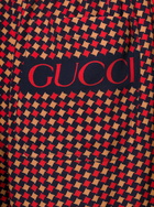 Gucci Red Geometric Houndstooth Print Shorts In Viscose Man