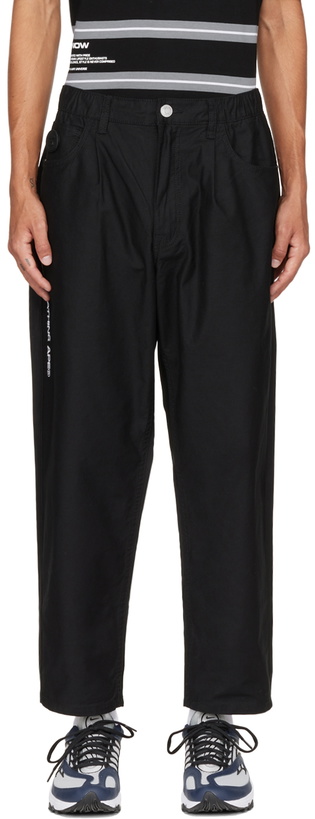 Photo: AAPE by A Bathing Ape Black Embroidered Trousers