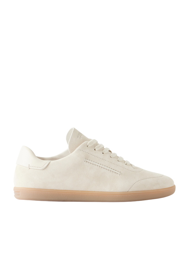 Photo: Zegna - 232 Leather-Trimmed Suede Sneakers - White