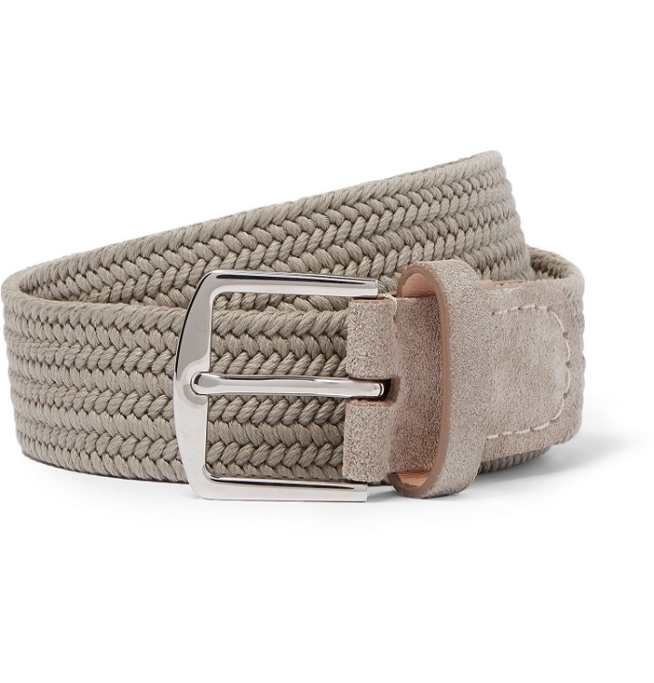 Photo: Loro Piana - 3.5cm Suede and Leather-Trimmed Woven Canvas Belt - Neutrals