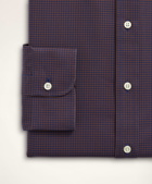 Brooks Brothers Men's Stretch Madison Relaxed-Fit Dress Shirt, Non-Iron Poplin English Spread Collar Gingham | Purple