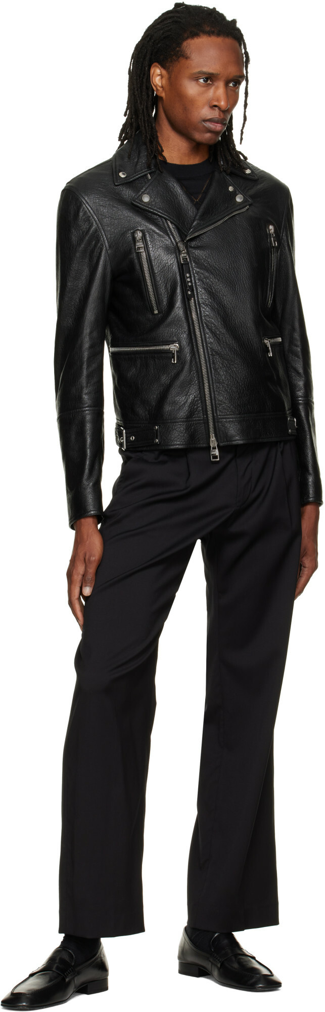 McQueen Black Classic Biker Leather Jacket
