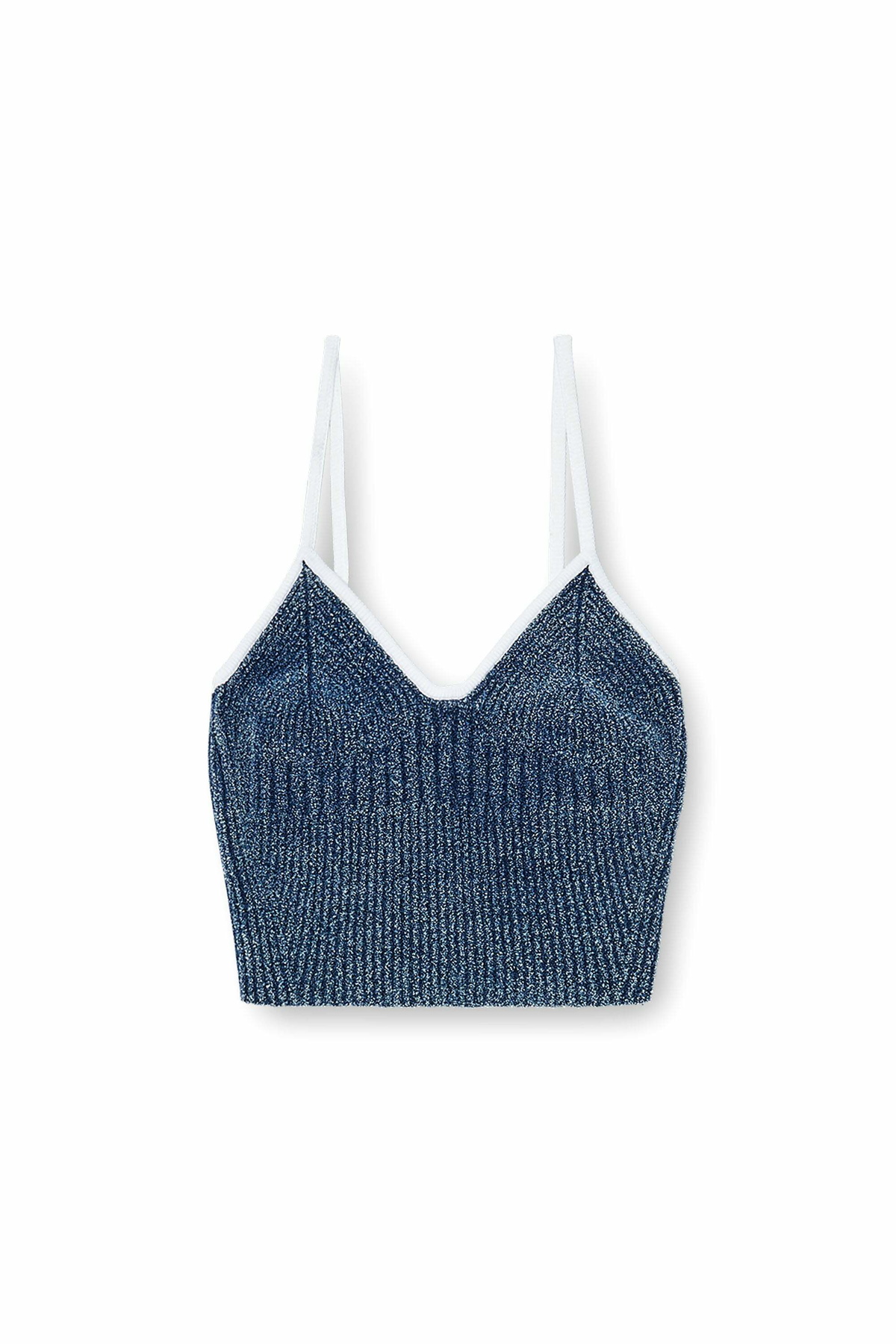 Diesel Crop top in indigo bouclé ribbed knit - T-Shirts Womens in Multicolor