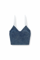 Diesel Crop top in indigo bouclé ribbed knit - T-Shirts Womens in Multicolor