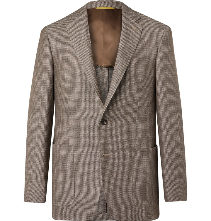Photo: Canali - Checked Linen and Wool-Blend Blazer - Neutrals