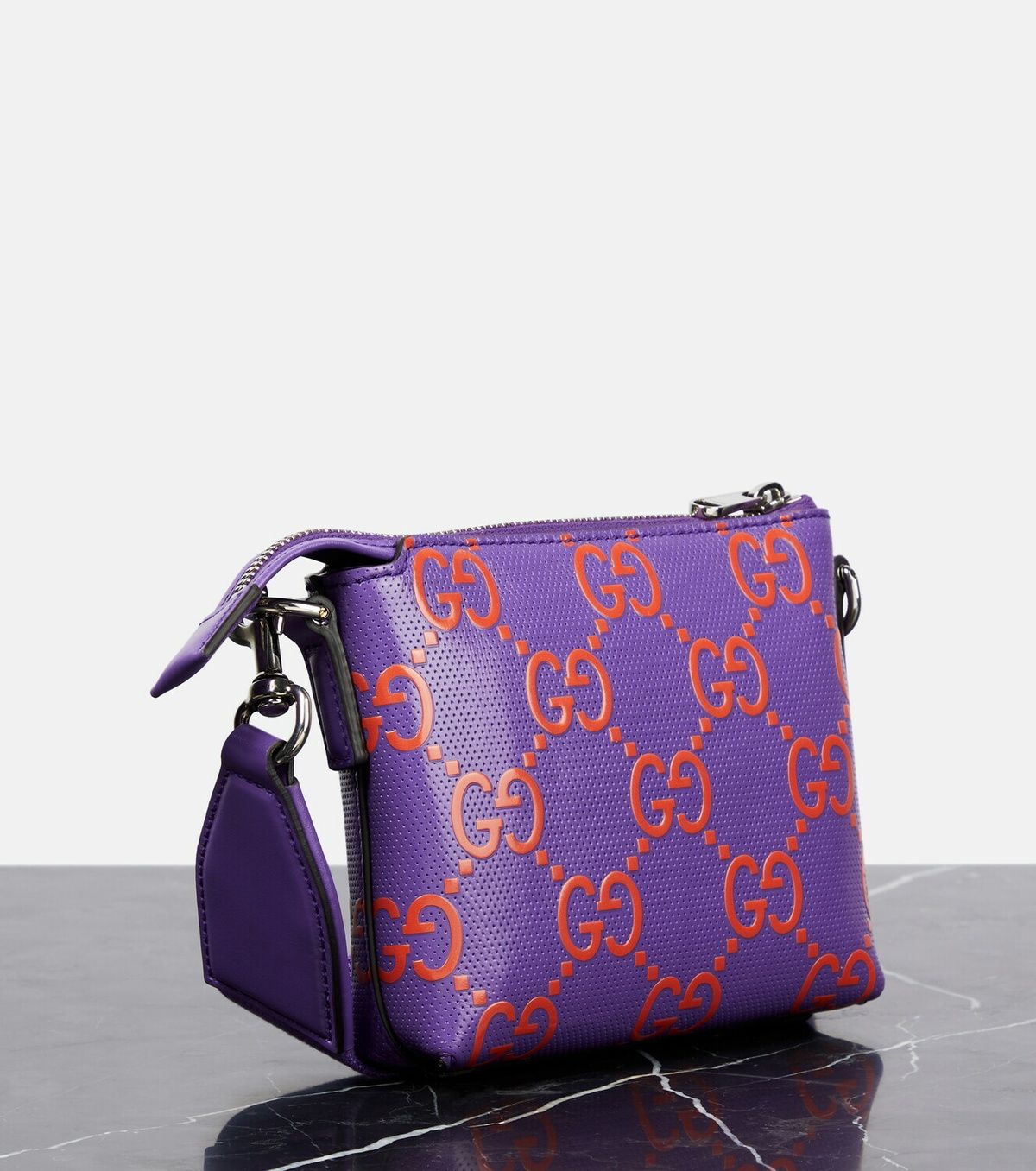 Gucci GG high quality Purple Leather Crossbody Wallet