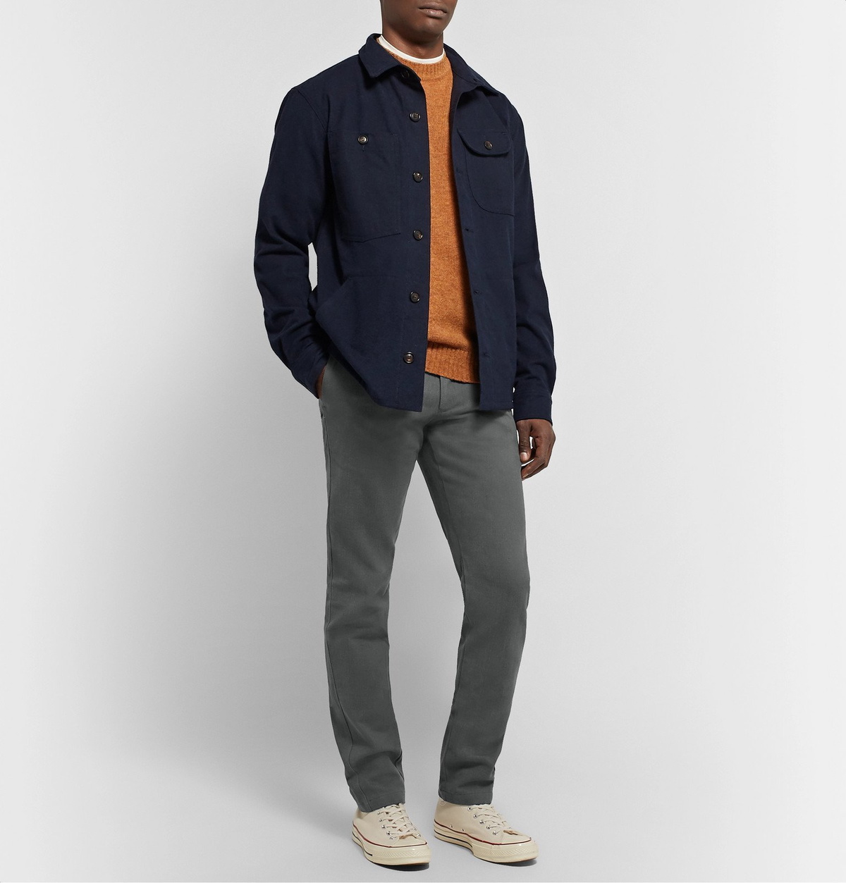Freemans Sporting Club - Slim-Fit Brushed Cotton-Twill Trousers - Gray
