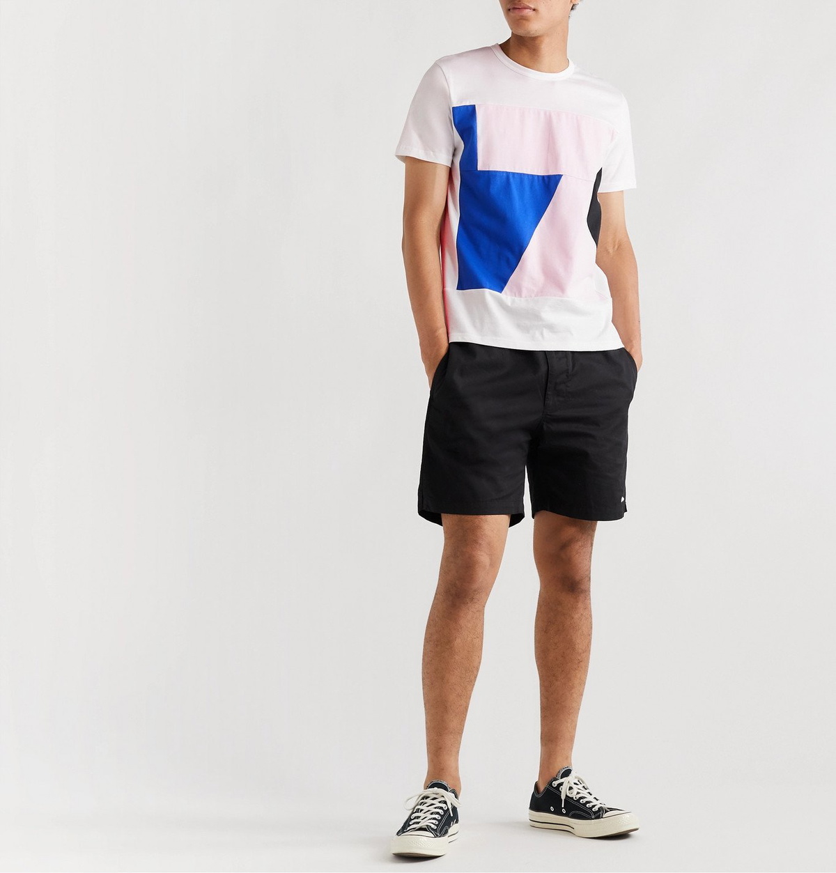 Aloye - Colour-Block Cotton-Jersey T-Shirt - White