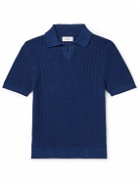 Mr P. - Open-Knit Ribbed Cotton Polo Shirt - Blue