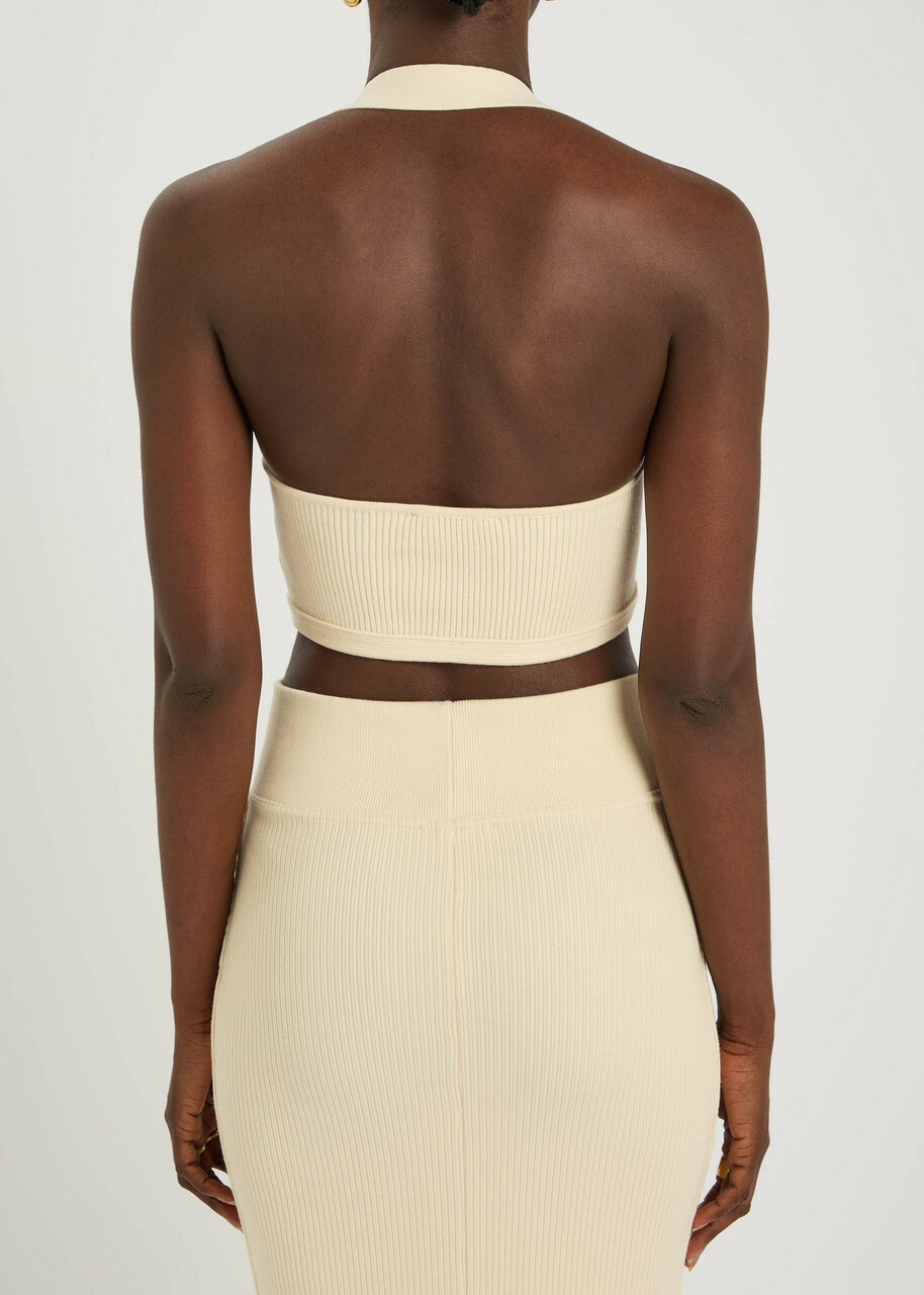 Wardrobe.nyc Ribbed Knit Crop top Cream