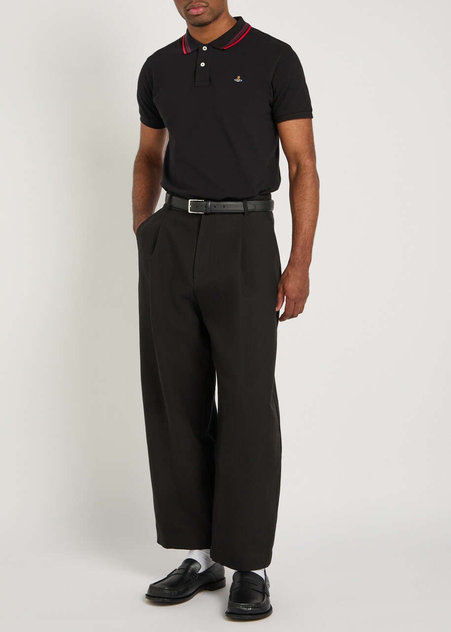 Vivienne Westwood Logo-embroidered Piqué Cotton Polo Shirt Black