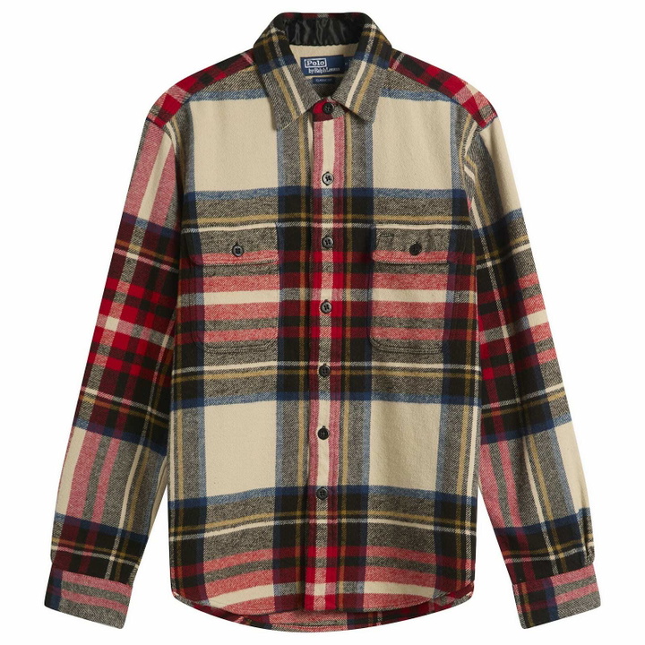Photo: Polo Ralph Lauren Men's Flannel Check Overshirt in Cream Red Multi
