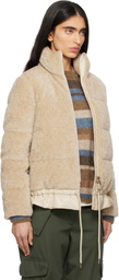 Moncler Beige Cedre Teddy Short Down Jacket