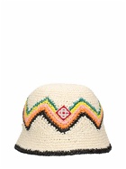 CASABLANCA - Chevron Raffia Effect Crochet Hat