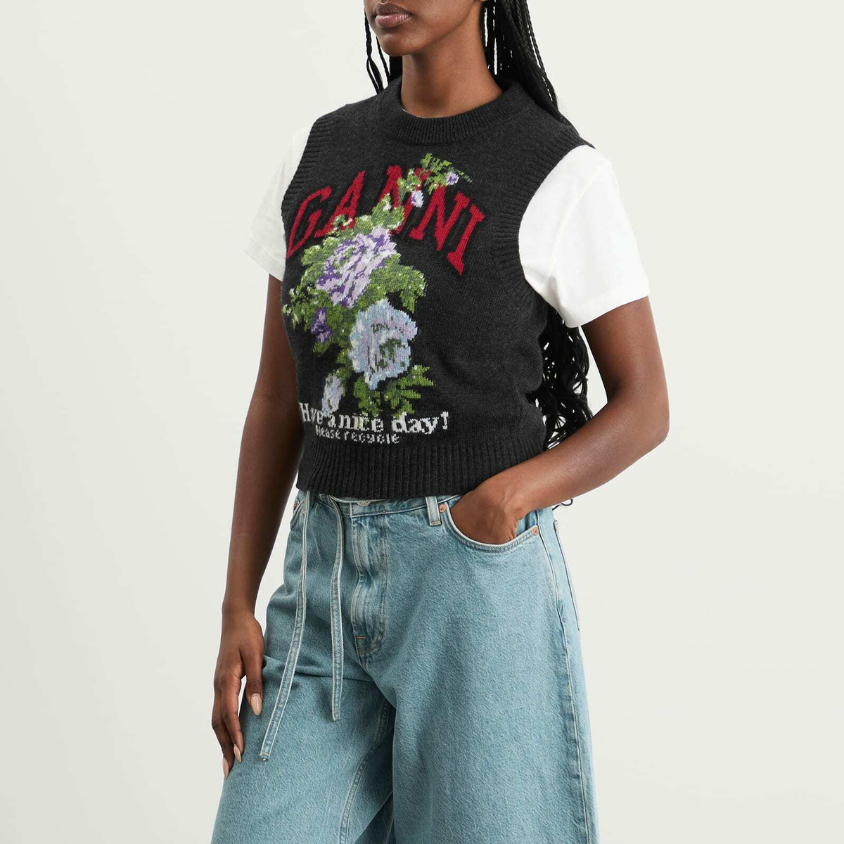 GANNI Women's Wool Vest in Phantom