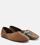 Khaite Jane snake-effect leather and suede ballet flats