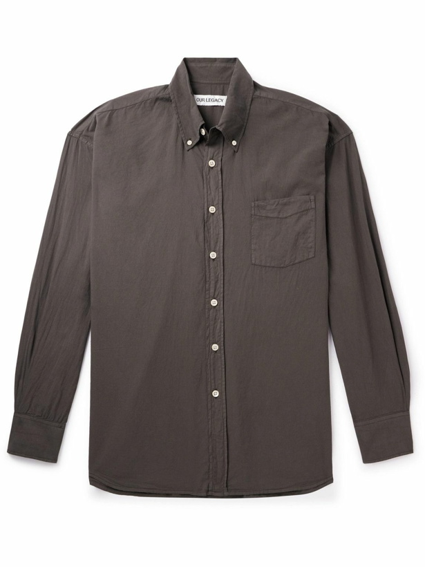 Photo: Our Legacy - Borrowed Button-Down Collar Oversized Cotton-Voile Shirt - Brown