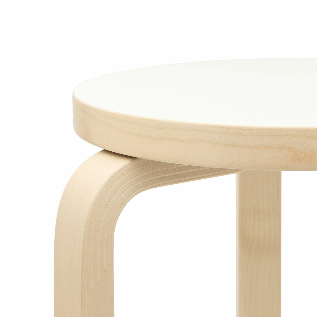 Artek Alvar Aalto 1933 Stool 60 in White Laminate 