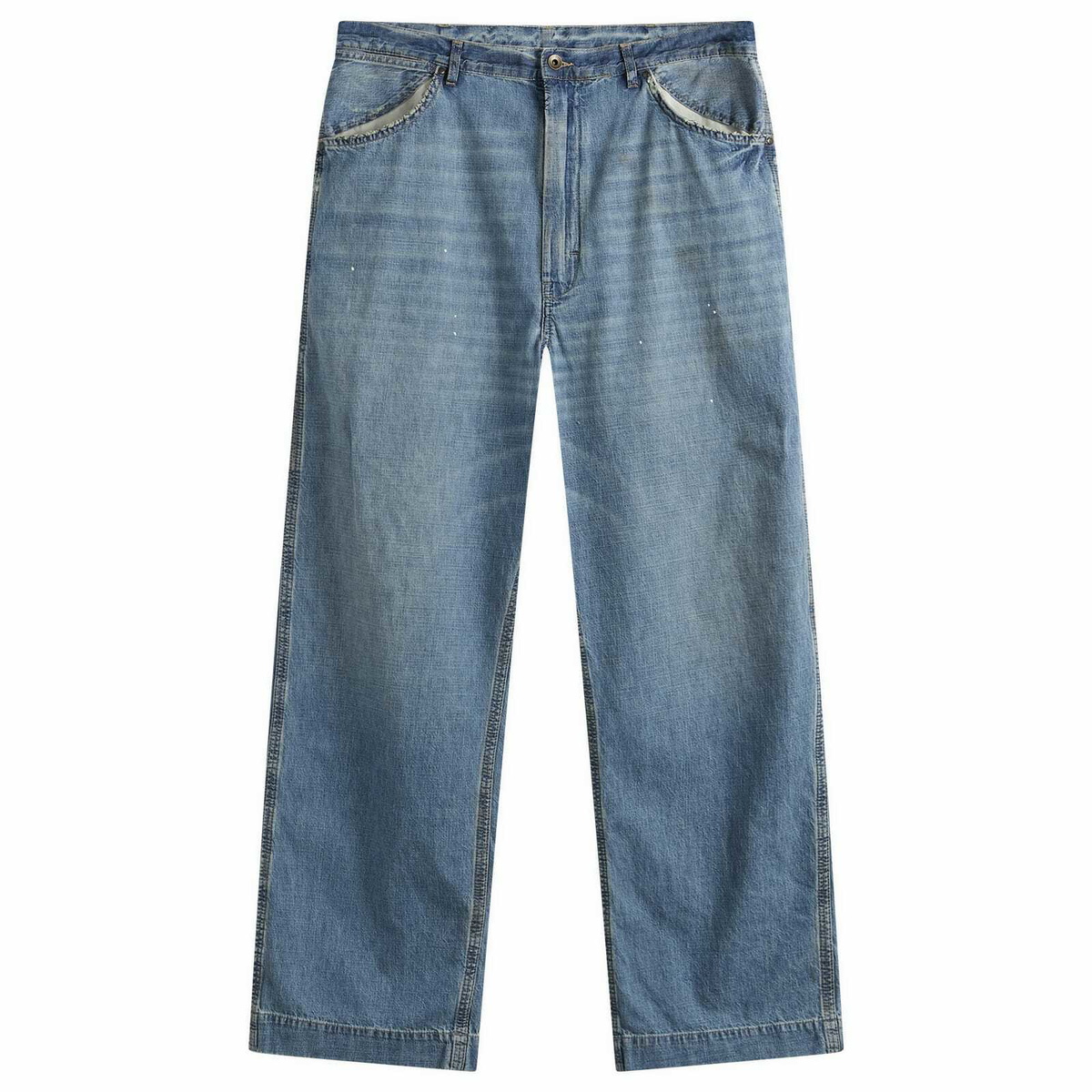 Maison Margiela Men's Wide Leg Jeans in Blue Washed