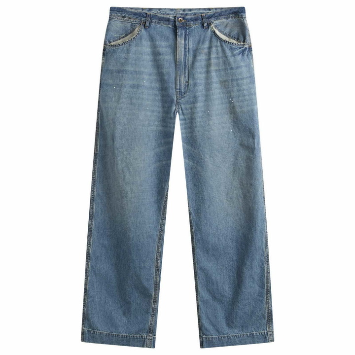 Photo: Maison Margiela Men's Wide Leg Jeans in Blue Washed