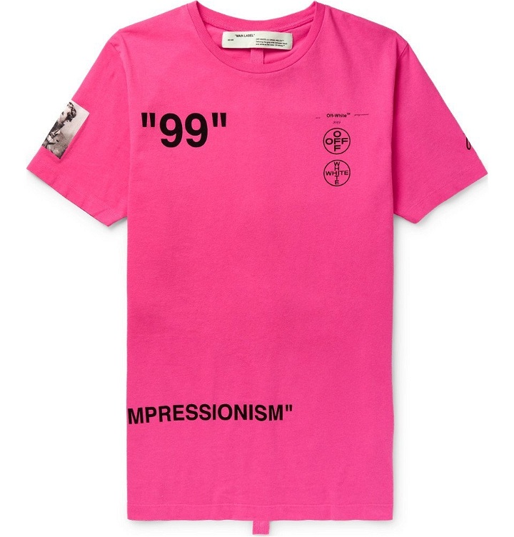 Photo: Off-White - Slim-Fit Printed Cotton-Jersey T-shirt - Men - Pink