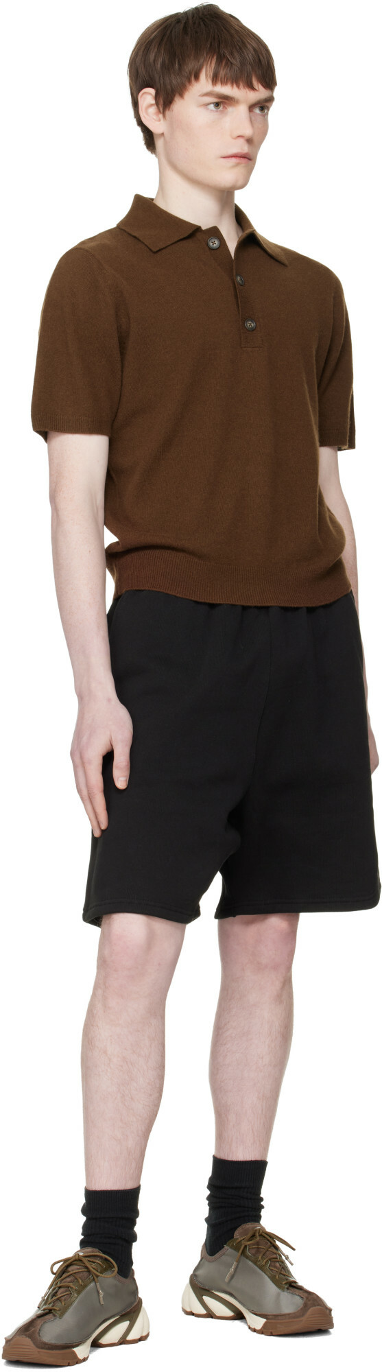 Entire Studios Brown Short Sleeve Knit Polo