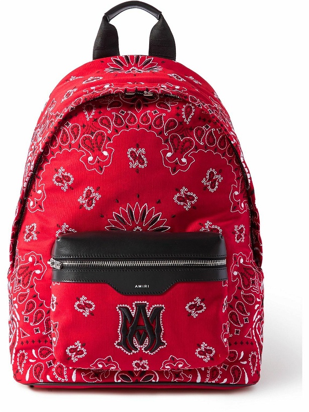 Photo: AMIRI - Leather-Trimmed Embroidered Canvas Backpack