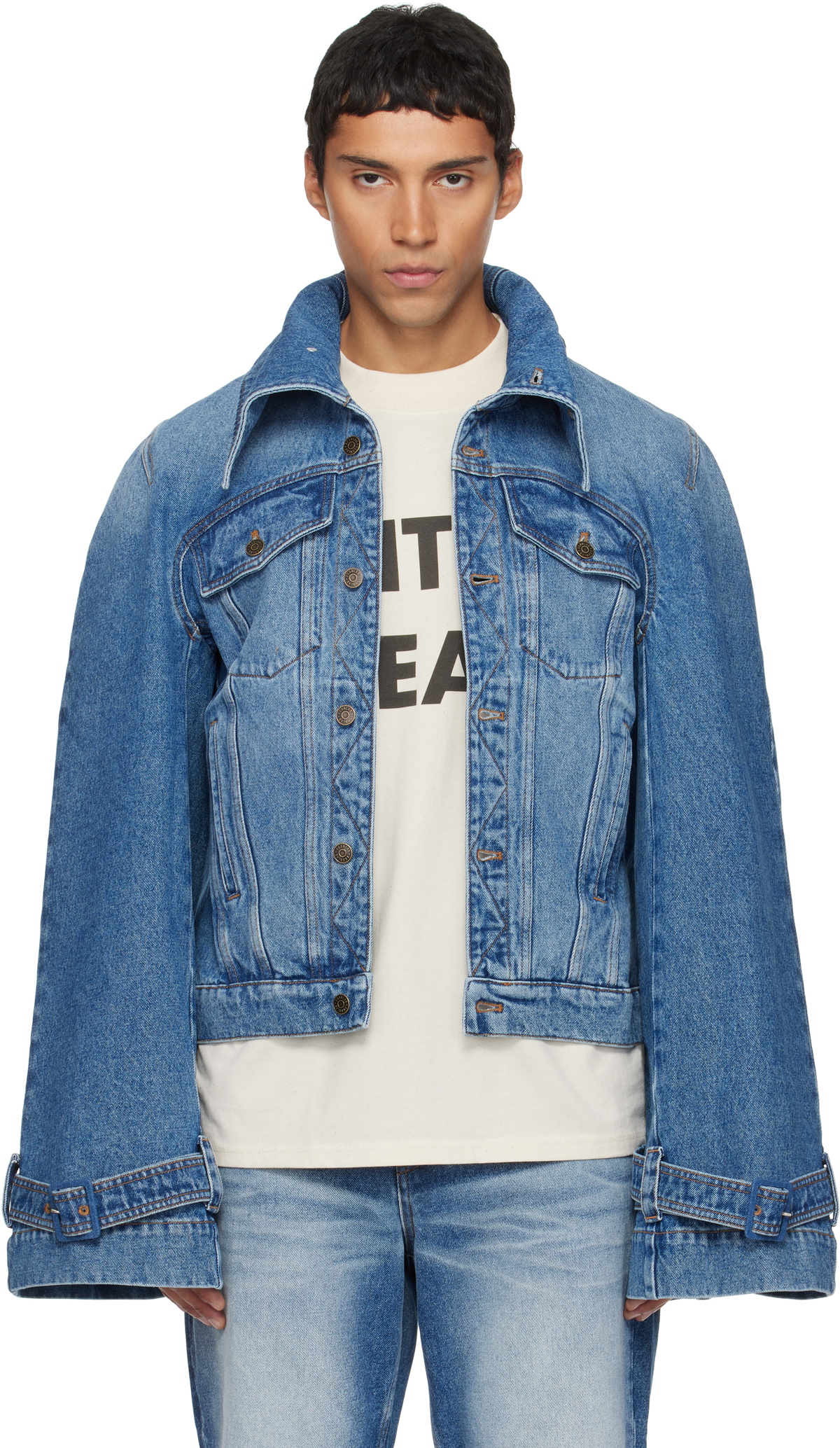 EGONlab Blue Wrapped Denim Jacket EGONlab