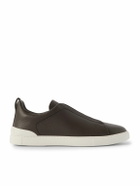 Zegna - Triple Stitch™ Full-Grain Leather Slip-On Sneakers - Brown