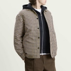 Drôle de Monsieur Men's Check Overshirt With Slogan in Beige