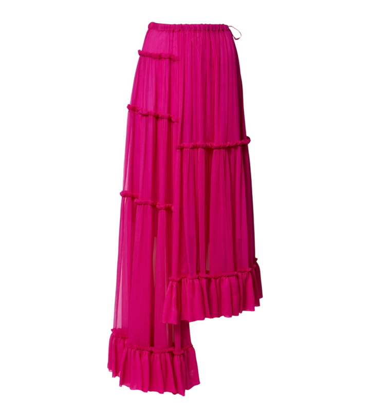 Photo: Dries Van Noten Asymmetric silk muslin skirt