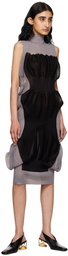 ISSEY MIYAKE Gray & Black Shaped Nude Midi Dress