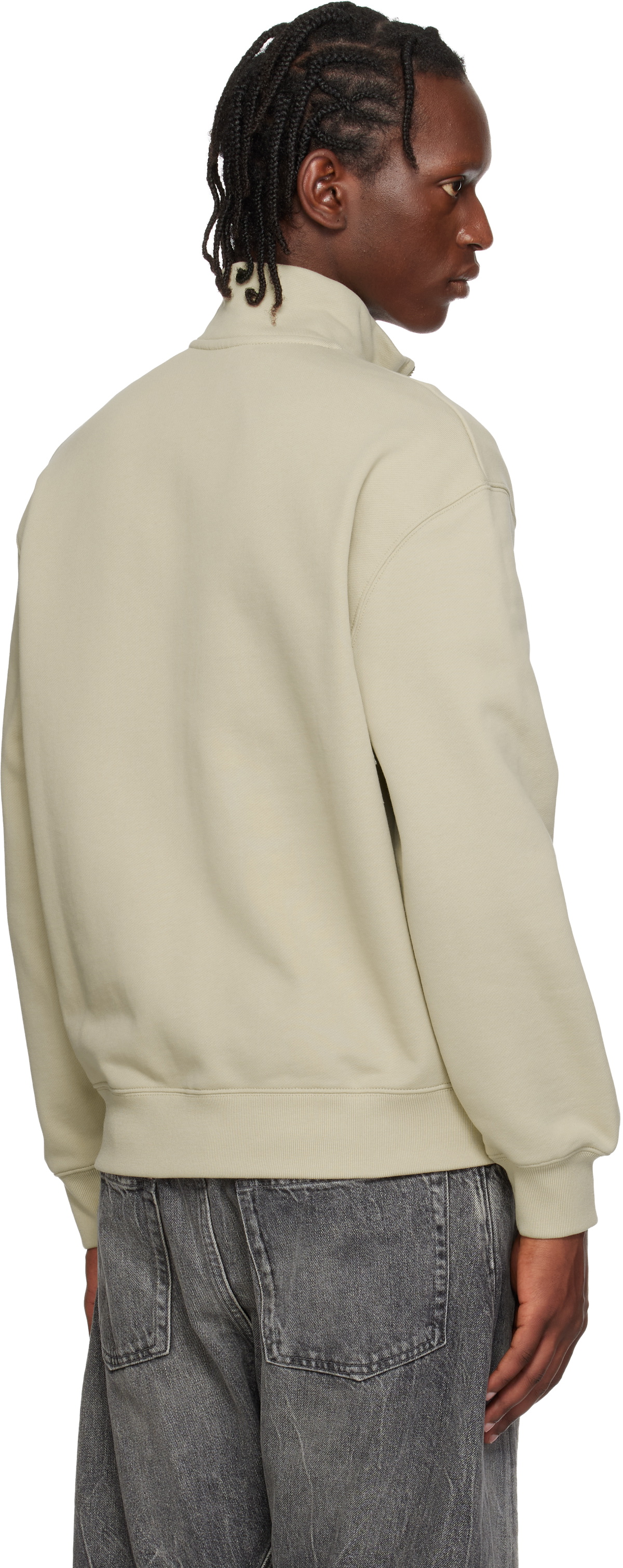 Maison Kitsuné Beige Fox Head Zipped Comfort Sweatshirt
