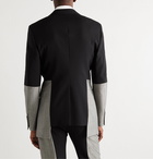 ALEXANDER MCQUEEN - Slim-Fit Panelled Wool-Gabardine and Wool and Mohair-Blend Suit Jacket - Black